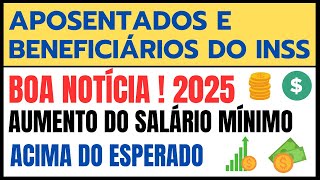 INSS  SALÁRIO MÍNIMO ACIMA DO ESPERADO PARA 2025 inss [upl. by Odnomar]