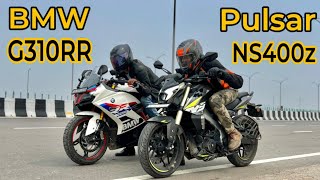 Pulsar NS 400z vs BMW G310RR  Drag Race  TopEnd Test  shocking result  BMW Power kra li bejjati [upl. by Berne312]