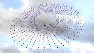 Spiral version of Sonified Pendulum Wave  rhythms start 52 harmonics 1 to 16  Bounce Metronome [upl. by Enrico71]