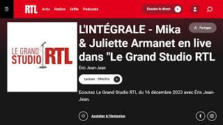 20231211【AUDIO】 LINTÉGRALE  Mika amp Juliette Armanet en live dans RTL LeGrandStudioRTL [upl. by Arateehc]