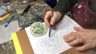 Demonstration for Transferring a small pattern part 1  Norwegian Rosemaling with Art of Lise  ASMR [upl. by Seabrook]