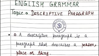 Descriptive Paragraph for Class 6th and 7th How to write a good Descriptive paragraph [upl. by Trautman]