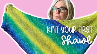 How to Knit a Triangle Shawl for Beginners  4 Easy Steps [upl. by Nnaeirual]