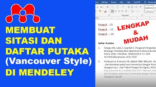 Cara Membuat Sitasi Vancouver dengan Mendeley  Daftar Pustaka Format Vancouver [upl. by Nedrah]