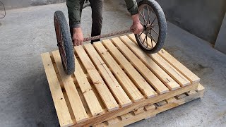 Creative Ideas And Ways To Recycle And Reuse A Wooden Pallet  Build Trailers From Wooden Pallets [upl. by Ynehteb]