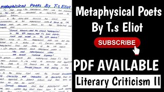 The Metaphysical Poetry Essay by TS Eliot [upl. by Gilbart516]