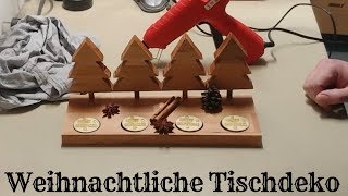 Weihnachtliche Tischdeko aus Holz selbst machen  Teelichthalter im Naturstiel [upl. by Anifares348]