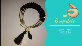 Brazalete semana inglesaenglish week bracelet with memory wire [upl. by Anicnarf848]