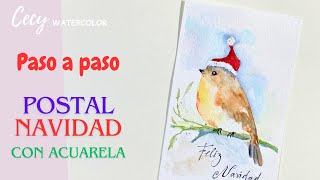 Tarjeta de Navidad con acuarela [upl. by Thia303]