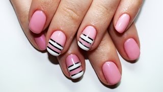 Striping Tape Nail Art Design  nail art con il nastro adesivo  gel  semipermanente [upl. by Ormond]