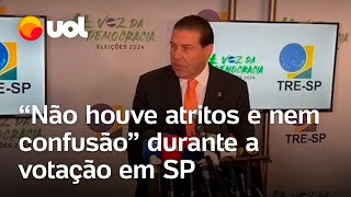 Não houve atritos e nem confusão diz presidente do TRESP sobre votação em São Paulo vídeo [upl. by Ahseinet]