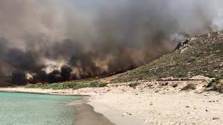 Fire in Elafonisos  Simos beach August 2019 [upl. by Auberon]