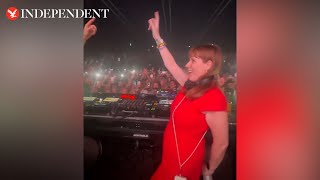 Watch Angela Rayner dances behind DJ decks at Ibiza nightclub [upl. by Anaugahs]