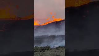 Basaltic lava eruption in Iceland Multiple Fissures Eruption at Litlihrutur on 1st day 100723 [upl. by Chi402]