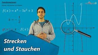 Graph strecken und stauchen  Funktionen  Streckfaktor mit Funktionsgleichung multiplizieren [upl. by Aikemaj]