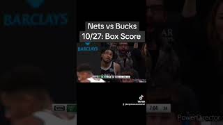 Nets vs Bucks 1027 Box Score [upl. by Swanson]