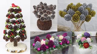 12 Christmas Decoration Ideas at Home using Pine Cones [upl. by Marnia]