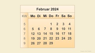 Kalender Februar 2024 [upl. by Noj]