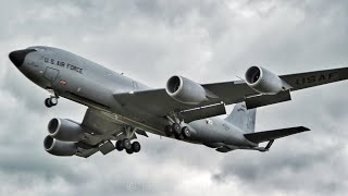 Stratotanker US Air Force Boeing KC135 Landing in Geilenkirchen [upl. by Namreg]