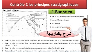 Contrôle la stratigraphie les principes stratigraphiques 1 Bac sc ex option français شرح بالداريجة [upl. by Leveroni]