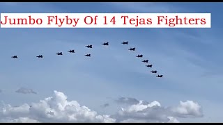 Jumbo Flyby Of 14 Tejas Fighters Of IAF [upl. by Follansbee]