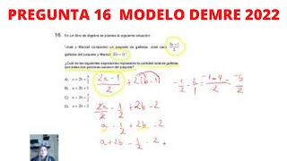 Resolución Modelo PDT Matemática DEMRE Admisión 2022 PREGUNTA 16 [upl. by Nnylyak]