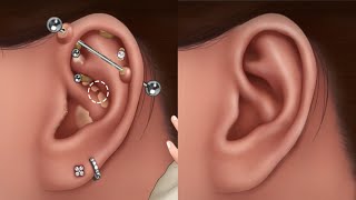 ASMR Piercing Cleaning Animation Blackhead Removing Pus from Piercingkilen Ear Infection Treatment [upl. by Oinafipe]