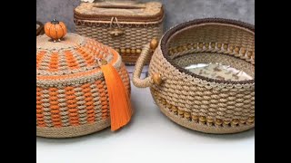 HOW TO HANDMADE BASKET WITH PLATE AND ROPE craft handmade weaving [upl. by Ro]