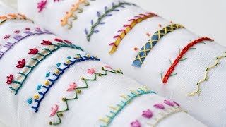 14 Hand Embroidery Borders for Beginners  Basic Embroidery Stitches [upl. by Leaper372]