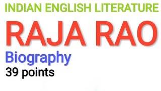 Raja Rao Biography important points Indian English Literature RPSC KVS NVS TGT PGT [upl. by Avivah]