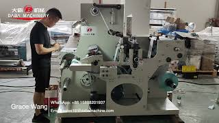 DBFQ320B Blank Label Rotary Die Cutting Machine With Turret Rewinder And Slitting Unit In Stock [upl. by Llewop476]