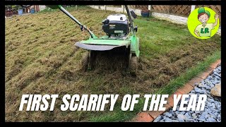 First lawn scarification of the year [upl. by Nylaroc]