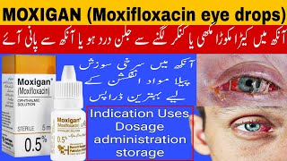 Moxigan eye drops  Moxifloxacin eye drops  eye infection treatment  eye redness [upl. by Bakerman268]