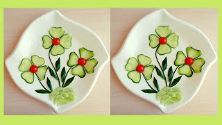 Beautiful Salad Decoration Ideas\ Tomato and Cucumber Plate Decoration\Easy Salad Carving Garnish [upl. by Aicilat]