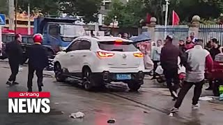 Children injured by vehicle crash outside school in China [upl. by Eninej]