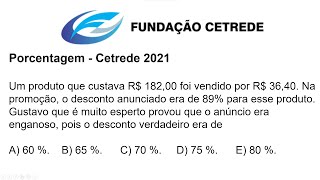 PORCENTAGEM  Gabaritando a MATEMÁTICA da BANCA CETREDE caucaia [upl. by Natie]