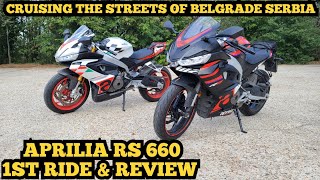 Aprilia RS 660 vs Aprilia RS 457 in the Streets of Belgrade Serbia  VLOG REVIEW [upl. by Notned]