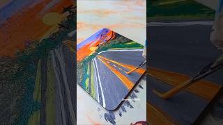 DIY MINI MDF bords sunset road paintingtutorial 😱😱  sunset landscape painting sunset mini DIY [upl. by Plank]