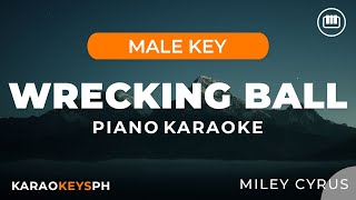 Wrecking Ball  Miley Cyrus Male Key  Piano Karaoke [upl. by Nicola]