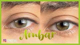 Solotica Hidrocor Ambar and Natural Colors Ambar  Green Contact Lenses [upl. by Asihtal]