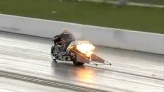 Roel Koedam Top Fuel Bike Explosion  Slow Motion at Santa Pod [upl. by Nauqad]