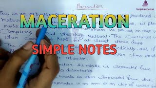 Maceration extraction process pharmaceutics chapter simple notes on Maceration [upl. by Amarette]