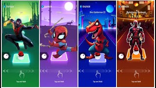 Spin vs Spidey vs Dino Spiderman vs Deadpool Tiles Hop Edm Rush [upl. by Ahsikat850]