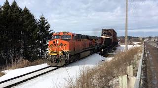 CN Train Crossing Lake DuBay Bridge in Knowlton Wisconsin [upl. by Eamon]