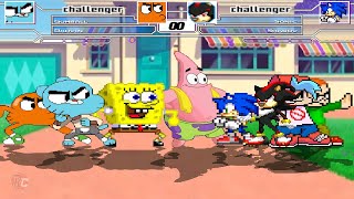 Gumball Darwin SpongeBob and Patrick vs Sonic Shadow Boyfriend and Pico  best of 3 [upl. by Shanon136]