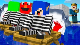 Minecraft mas a gente tá FUGINDO do TUBARÃO PRISÃO POLÍCIA E LADRAO [upl. by Harmonie]