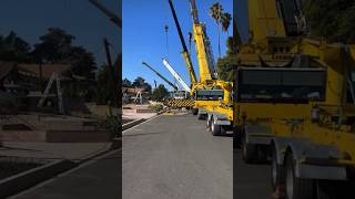 Multiple cranes working to clean up after crane collapse in California [upl. by Yemorej]