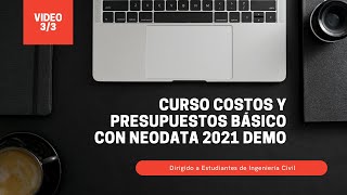 COSTOS Y PRESUPUESTOS BÁSICO CON NEODATA 2021 DEMO 33 [upl. by Ledua372]