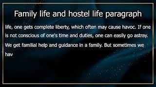 Family life and hostel life paragraph [upl. by Joktan223]