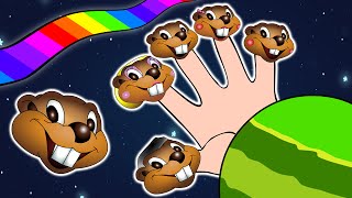 Finger Family Beaver Puppets  Fun Educational Song Preschoolers Beavers in Space Easy English [upl. by Bills113]